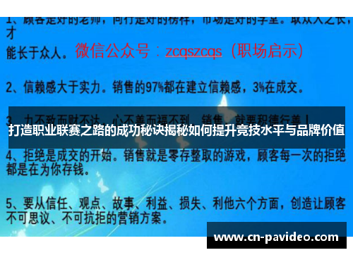 打造职业联赛之路的成功秘诀揭秘如何提升竞技水平与品牌价值